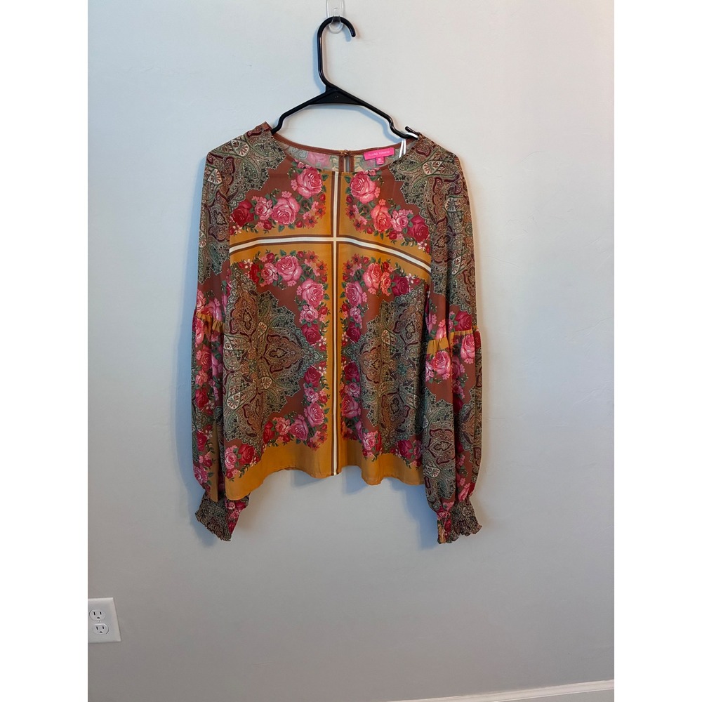 Flying Tomato Womens Blouse XL Paisley Floral Print Long Sleeve Round Neck Top - Picture 3 of 10